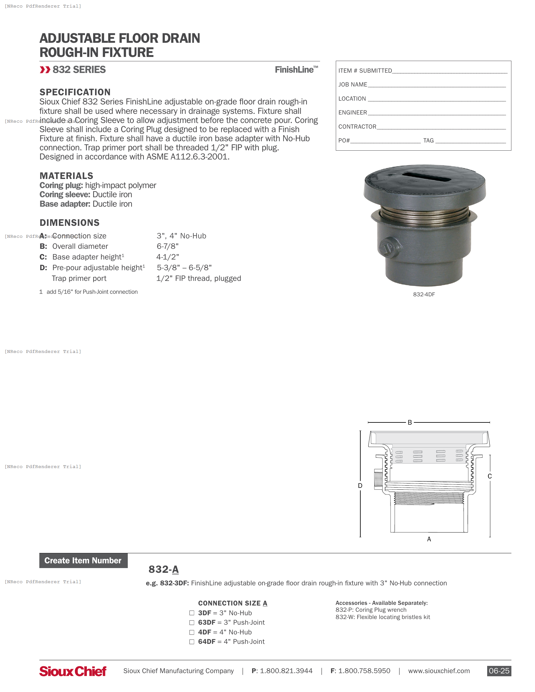 832 SERIES - FINISHLINE IRON ROUGH-IN FIXTURE - SPEC SHEET.PDF Specification Document